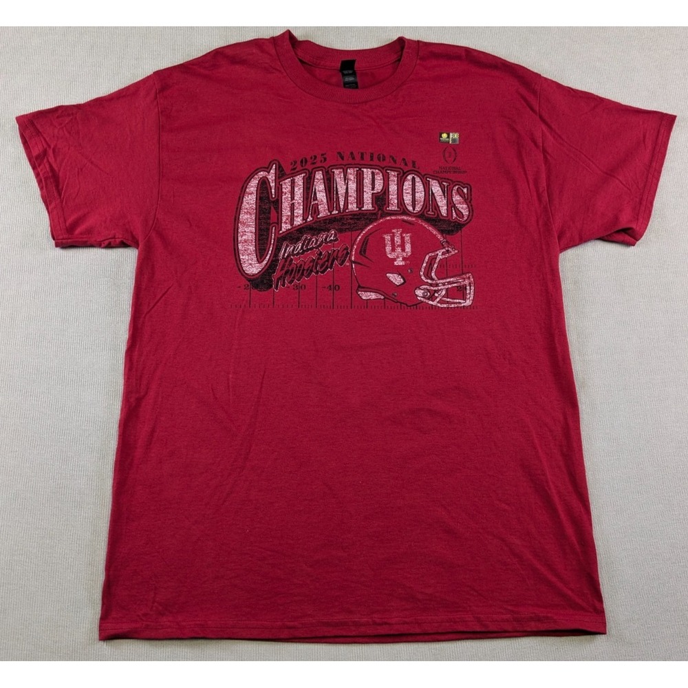 Indiana Hoosiers Shirt Mens Large Red Football National Champions New Distressed